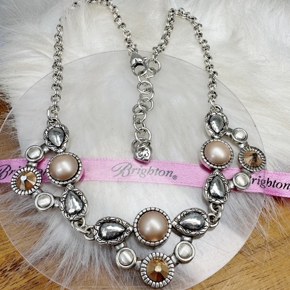 Brighton Jewelry - Brighton Pastille Peach Pastel Crystal Glass Pearl Collar Necklace